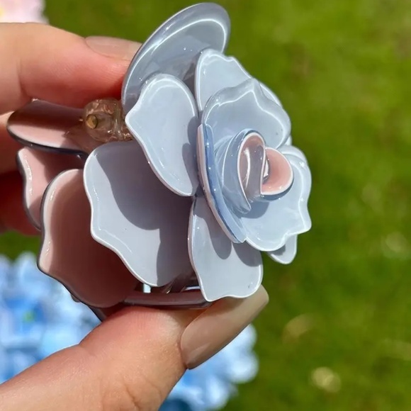 Blue 3D Camellia Floral Hair Claw - Picture 3 of 5